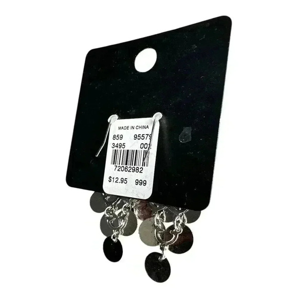 New York & Co Silver Round Coin Dangle Earrings - Picture 3 of 4